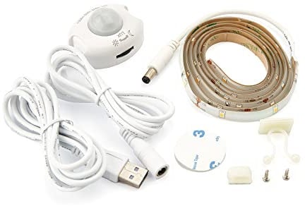NCC-Licht LED Sensor USB Strip Nachtlicht Set 1,2m warmweiß 3000K 2,4W IP44 mit Bewegungsmelder