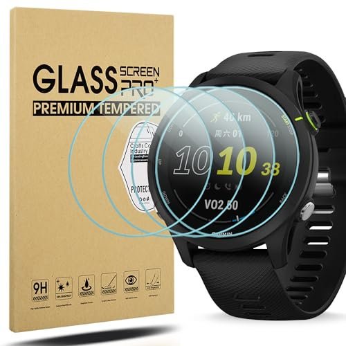 Diruite 4 Pièces Protection Film pour Garmin Forerunner 255/255 Music Verre Trempé Protection Écran,HD Sans Bulles Protecteur D'écran pour Garmin Forerunner 255/255 Music Smartwatch [Anti-rayures]