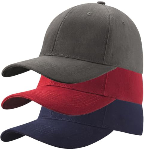 (3 Stück) Baseballkappe für Herren und Damen, 100% Baumwolle, Baseballkappe, Sport, lässig, einfarbig, Sonnenhut, Hüte, Messing, Polo-Stil, klassisch, Farbe Set 4, One Size