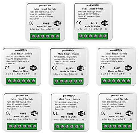 proAMEDEN Interruptor inteligente wifi 16A, MINI Smart switch wifi, Módulo interruptor, app Tuya/SmartLife, Compatible con Alexa, Google Home (8)