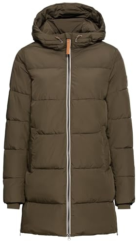 camel active Damen Puffer Steppmantel aus recyceltem Polyester Dunkelkhaki, womenswear-42