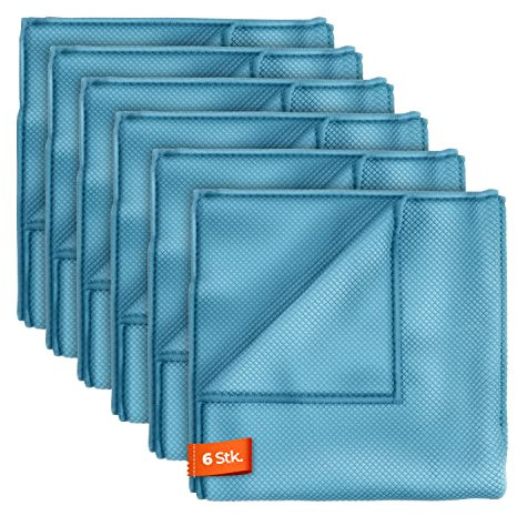 ADBL G Spezial-Glasreinigungstuch 300GSM (6 STK.) - Für schlierenfreie Glasoberflächen am Fahrzeug - Premium Glastuch für Auto & Motorrad - Glas kristallklar reinigen polieren | 40x40cm