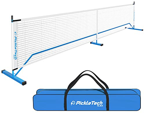 PICKLETECH – Rete da Pickleball portatile Slim 4.0 – 6,7 m – Rete da torneo – Resistente – Con borsa da trasporto – Equipaggiamento professionale – Set da gioco