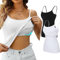 Attraco Unterhemden Damen Spaghettiträger Basic Top Layering Lange Tanks Verstellbarer Spaghetti Strap Cami Camisole Tank Top Schwarz/Weiß 2XL