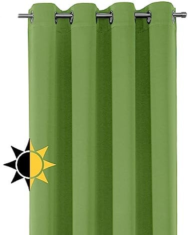 Verdunkelungsgardine mit Ösen, Blackout Ösenschal Blickdicht abdunkelnd, Größe und Farbe wählbar (Breite: 300 cm, Höhe: 245 cm, Apfelgrün)