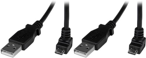 StarTech.com 2m Micro USB Cable Cord - A to Down Angle Micro B - Down Angled Micro USB Cable - 1x USB A (M), 1x USB Micro B (M) - Black (USBAUB2MD) (Pack of 2)