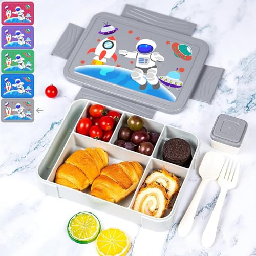 waziwe Brotdose Groß Mit Fächern, Brotdose Kindergarten, Bento Box Kinder, Brotzeitbox Kinder Schule, Brotdose Kinder Mit Fächern, Brotdose Flach, Brotdose Kleinkind, Brotbüchse