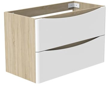 Aica Sanitär Waschbeckenunterschrank 80cm Unterschrank Badschrank Waschtischunterschrank Eiche mit Weiß