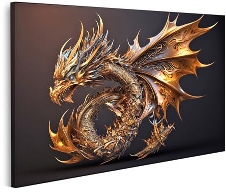 islandburner Prime Bild auf Leinwand Drache Schön Glänzendes Metall Fabelwesen Bilder Wandbilder Poster