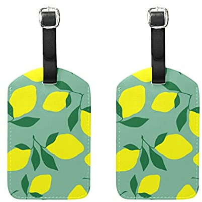 Aotmany Juicy Gepäckanhänger mit Zitronenfrüchten, 2 Stück, PU-Leder, Reisekoffer-Etiketten für Gepäck