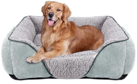 JOEJOY Hundebett Grosse Hunde Hundekorb Waschbar - Flauschig Hundebett, rutschfest HundeköRbchen Hundebetten, Kuschelig PlüSch Hundekorb für Hunde und Katzen-Helles Grau(XL 89×63×23 cm