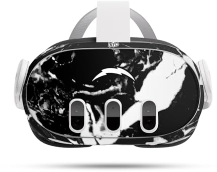 Head Case Designs Offizielle NFL Marmor Los Angeles Chargers Vinyl Haut Aufkleber Abziehbild Abdeckung kompatibel mit Meta Quest 3