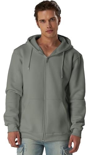 Smith & Solo Hoodie Herren Reißverschluss – Sweatjacke Kapuzenjacke Zipper Kapuzenpullover Hoodies Männer Kapuzenpulli Regular Fit (Grau XL)