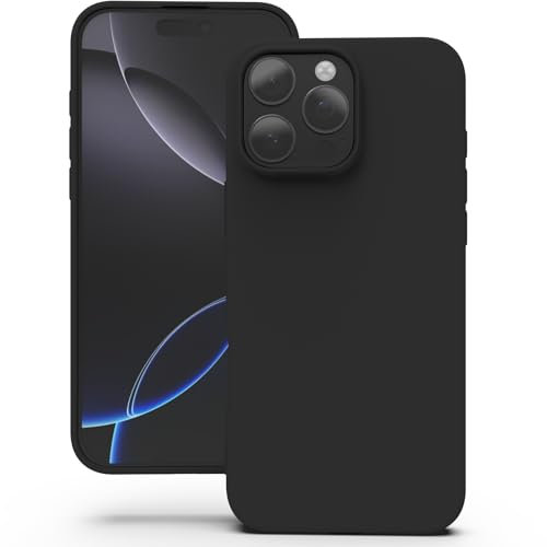 YATWIN Silicone Case for iPhone 16 Pro Max, Soft-Touch, Shockproof, DustProof, Antiskid Full Body Armour Phone Cover for Apple iPhone 16 Pro Max - Black