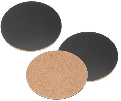 sourcing map 3Pcs Cork Plant Coasters 6 x 6 x 0.2 Plant Mats Cork Coasters for Plants, Plant Coasters for House Indoors, Pot Mats for DIY Craft Project (Round, Black)