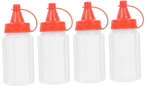 MOLUCKFU 4 Stück Mini-quetschflaschen Mit Auslaufschutz Transparent Für Ketchup Bbq-gewürz Salatdressings Wiederbefüllbar Und Langlebig Für Haushalt Und Grillgebrauch