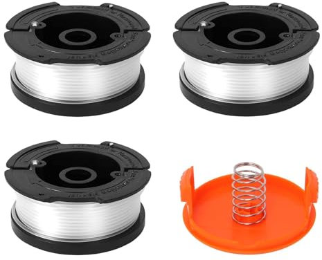 Strimmer Spool, 3 PCS 1.65mm 30ft Strimmer Spool Line Compatible for Black and Decker (with 1 Cap 1 Spring)