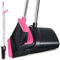XXFLOWER Broom and Dustpan Set, Long Handle Lightweight Dustpans with Broom Combo for Home, Indoor&Outdoor Sweeping for Home Room Kitchen Office Lobby (Black Pink)