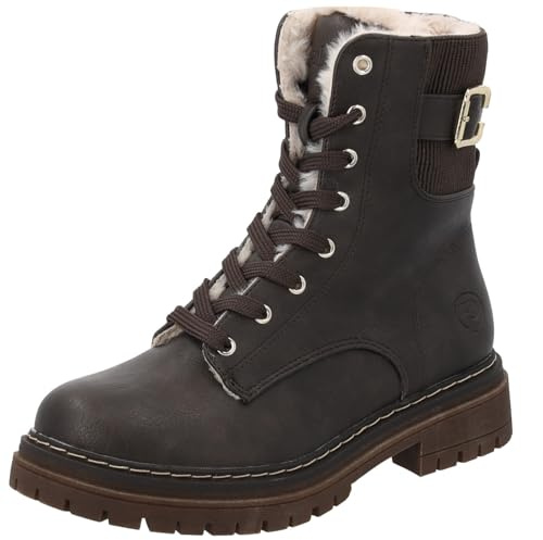 Palado Damen Stiefeletten Natlea - bequeme Boots - warm gefütterte Stiefel - modische Winterschuhe Dunkelbraun UK3,5 - EU36