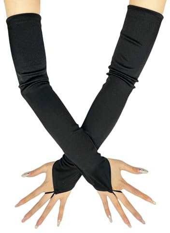 Annlpoy lange handschuhe damen schwarze handschuhe kostüm vintage sexy lange opernhandschuhe,für festliche Anlässe, Partys und Kostüme, 48 cm, Polyester - Vintage-Design
