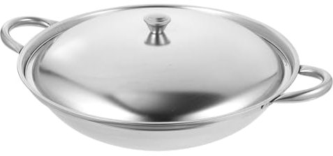 Veemoon Wok En Acier Inoxydable Avec Poignées - Poêle à Frire Induction 30 Cm - Idéal Pour Cuisine Chinoise Et Shabu Batterie De Cuisine Pour Restaurant Et Maison