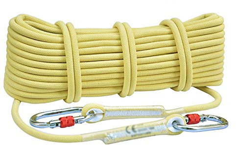 Corde statique jaune haute résistance 10 m 10,5 mm 3600 kg résistante à l'usure et à la chaleur, idéale pour les travaux aériens, l'escalade, le camping et les activités de sécurité en plein air.
