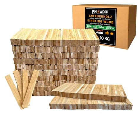 PINI Firewood Lighter Made of Oak Wood, 10 kg, Kindling Wood for Fireplace, Barbecue, Campfire, Fire Bowl