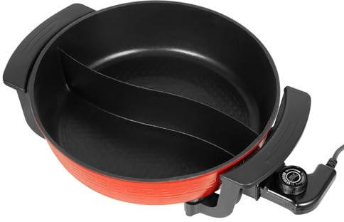 Hotpot électrique, 1360 W, 6 l, double face, séparable, pour 6 personnes, avec couvercle, thermostat réglable, avec cloison
