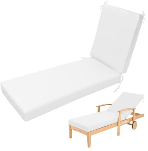 Aocase Coussin Transat Exterieur Imperméable et Résistant aux UV - Pliable, Coussin Chaise Longue Bain de Soleil Matelas Confortable Antidérapant pour Chaise Longue pour Balcon,Blanc,183x53x3cm