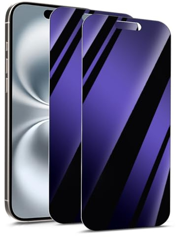 KARYLAX - 2 x privacy screen protectors (purple), anti-spy mirror effect, anti-blue light, compatible with Apple iPhone 13 Pro Max smartphone (Pack of 2)