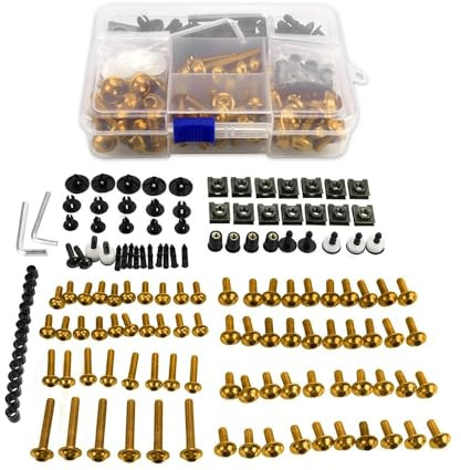 Motorrad Schrauben Set Kompatibel Mit BMW Für R1150 GS RS RT R1200 CRS RS RT/SE ST GSA Motorrad-Verkleidungsschrauben Schrauben Muttern Befestigungsclips(Gold)