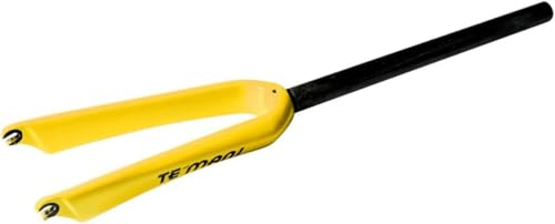 SXSHEYS 14/16/18/20 Carbon Fiber BMX Rigid Folding Bikes C Brake Front Forks 9 * 74/100mm Quick Release 1-1/8 Straight Bike Forks(Yellow,100MM_16IN)