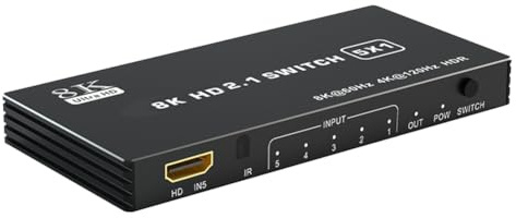 Bosiyrggrl -Kompatibler 8K 2.0 5 in 1 Ausgabesplitter 120Hz 5-Port HD 4K 120Hz Splitter Switcher CEC 48gbps