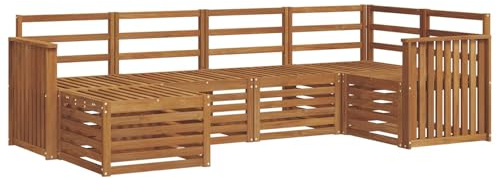 vidaXL Sofagarnituren 6 pcs Natur Massivholz Akazie, Gartenlounge, modernes Outdoor-Sofa, strapazierfähige Möbel, Terassenkomfort-Set