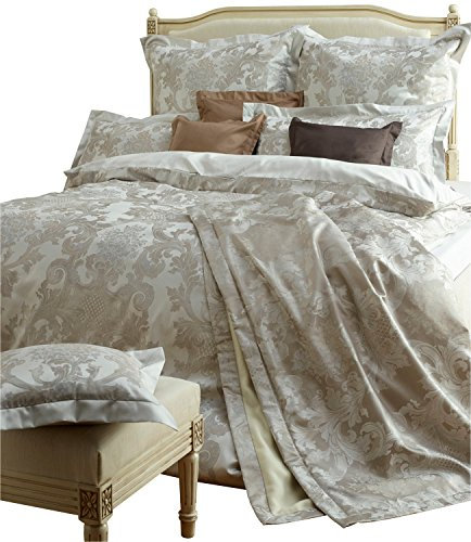 Curt Bauer Lous XIV. 2476 Mako-Brokat-Damast Bettwäsche, 200x200 + 2 x 80x80, 1029-altsilber