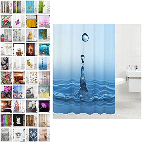 Sanilo Rideau de Douche, Large Choix de Beaux Rideaux de Bain, Haute qualité, 12 Anneaux Inclus, Imperméable, Effet Anti-moisissures (180 x 200 cm, Gouttes)