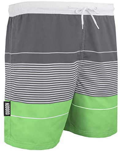 GUGGEN Mountain Badehose für Herren Schnelltrocknende Badeshorts 1603 mit Kordelzug Beachshorts Boardshorts Schwimmhose Männer mit Palmen schwarz Weiss grün blau lila rosa