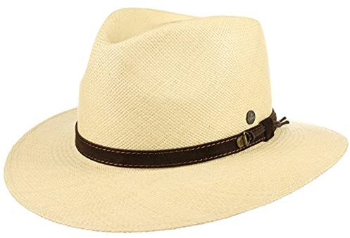 Lierys Chapeau Panama The Striking Femme/Homme - Made in Ecuador Traveller en Paille avec Bandeau Cuir Printemps-ete Ete - S (55-56 cm) Nature