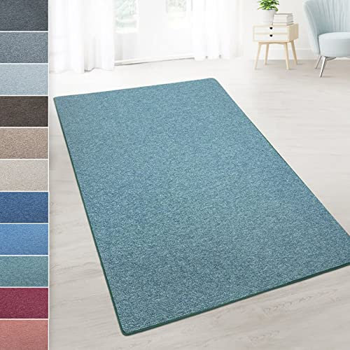 casa pura Teppich Läufer London - Meterware - Teppichläufer für Wohnzimmer, Flur, Küche - Flacher Schlingenflor (Grün - 100x300 cm)