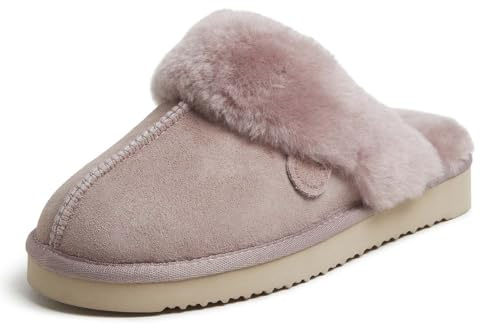 Dearfoams Women's Fireside Sydney Indoor/Outdoor Water Resistant Genuine Shearling Scuff Slipper, Wide Widths