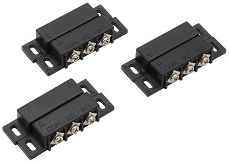 LBY 3 set di interruttori magnetici Reed, interruttore normalmente aperto chiuso, contatto Reed interruttore di allarme personale, due fori (BS-2031), VDC100, con viti, guscio in plastica ABS, bianco