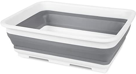 ASAB Collapsible Dish Washing Tub Kitchen Storage Basket With Handles Foldable Plastic Washing Up Bowl Multi Purpose Space Saving Dishes Pan Wash Tub Compact Design