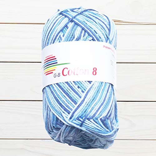 GB Wolle Cotton 8 Color bunt Baumwolle Strickwolle Strickgarn Häkelgarn 50g 170m (8 flieder-blautöne)