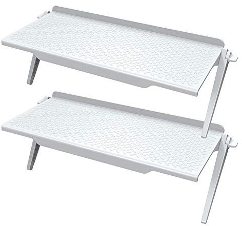MEETOZ 2Pcs TV Screen Adjustable Storage Top Shelf Computer Monitor Screen Top Shelf for Cellphone Stand, Cable Boxes, Camera, Media Boxes, Remote Controls, Router and Home Decor - White 30cm