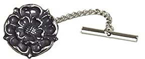 ww67 Tudor Rose Made From Fine English Pewter on a Tack Tie Pin With Chain