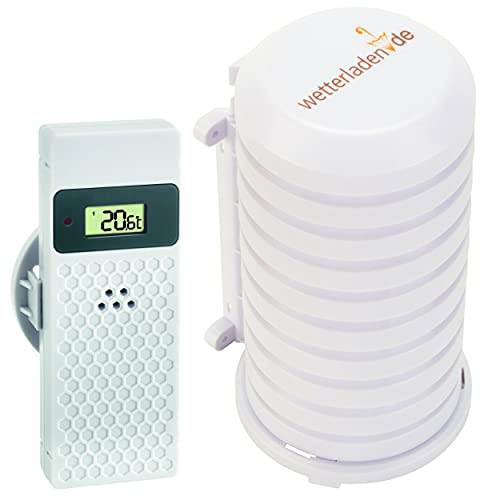 TFA Dostmann Thermo-Hygro-Sender mit Display, 30.3245.02, verwendbar als Ersatz-oder Zusatzsender (weiss mit JM Schutzgehäuse)