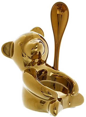 Paldinox Teddy Bear Honey Jar Holder for Rosh Hashanah, Gold