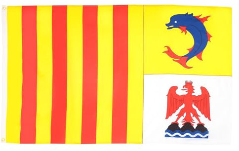 AZ FLAG - Bandera Provenza-Alpes-Costa Azul - 90x60 cm - Bandera De Provence-Alpes-Côte D'Azur - Francia 100% Poliéster Con Ojales de Metal integrados - 50g