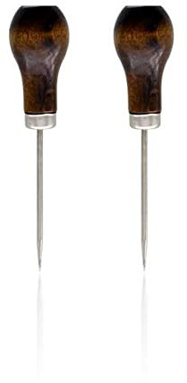 DBOO 2 Pack Gourd Shape Awl Tailors Awl Wood Handle Scratch Awl Sewing Awl Tool for Leather