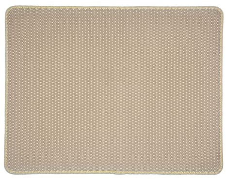 huihuijia Alfombra Gato Arena Alfombrilla Arenero Gato Tapete de Doble Capa para Gatos Alfombra de Arena para Gatos Grande Bandeja de Arena para Gatos 40X50,Beige
